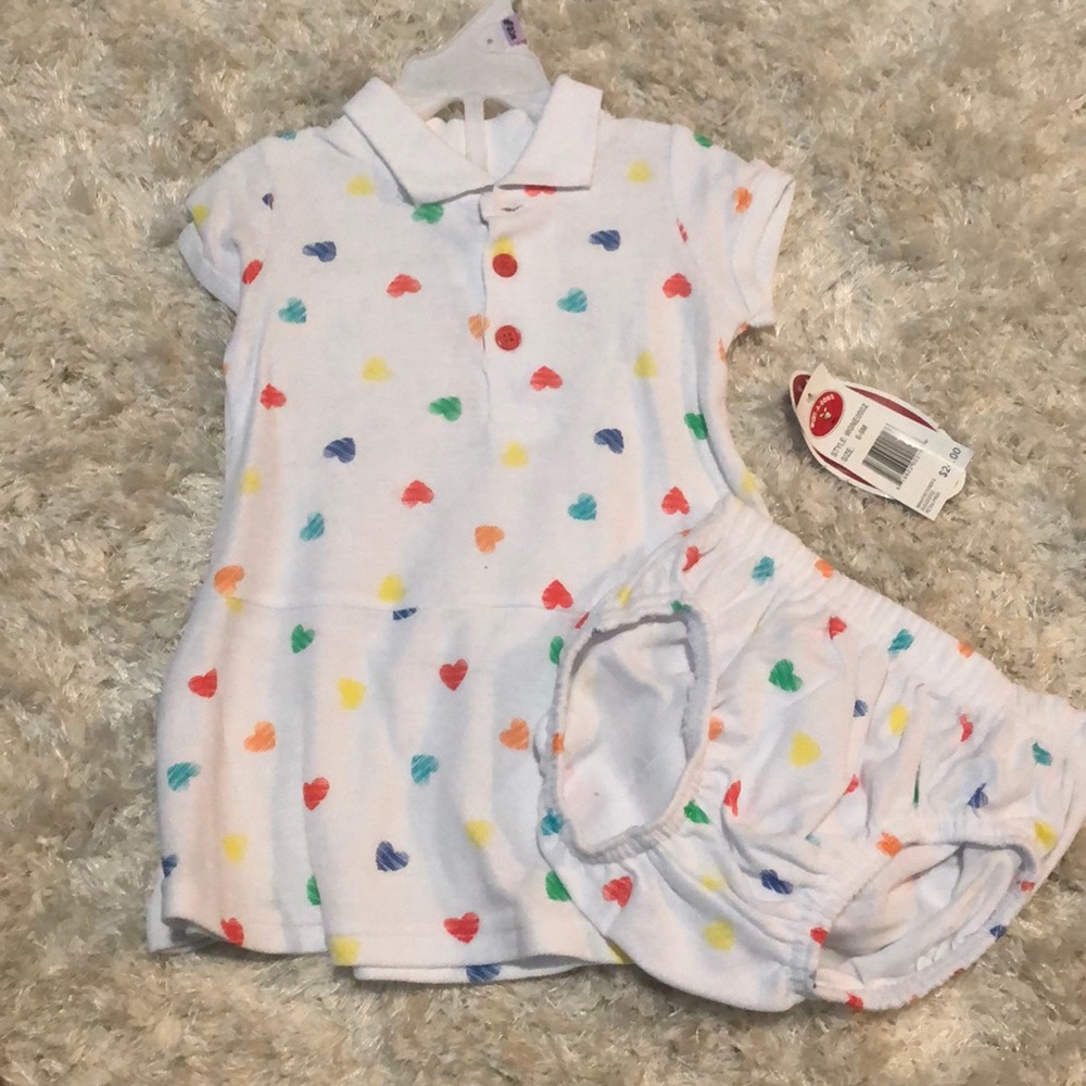 Baby’s color heart polo dress with booties